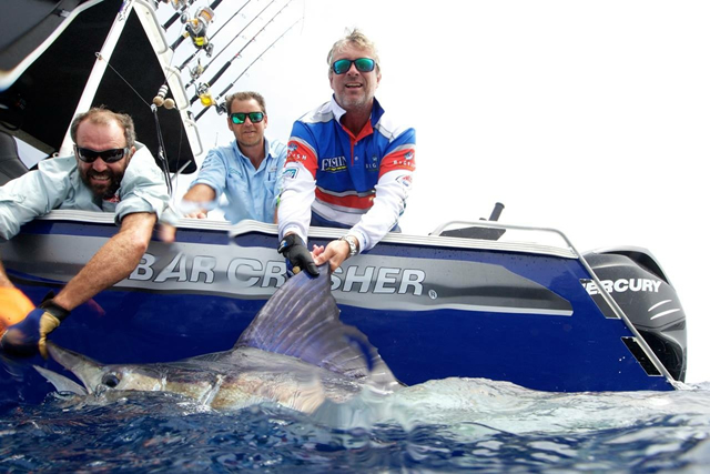 ANGLER: Jim Harnwell SPECIES: Striped Marlin.  WEIGHT: est 100kg. LURE: JB Lures, 10" Taipan